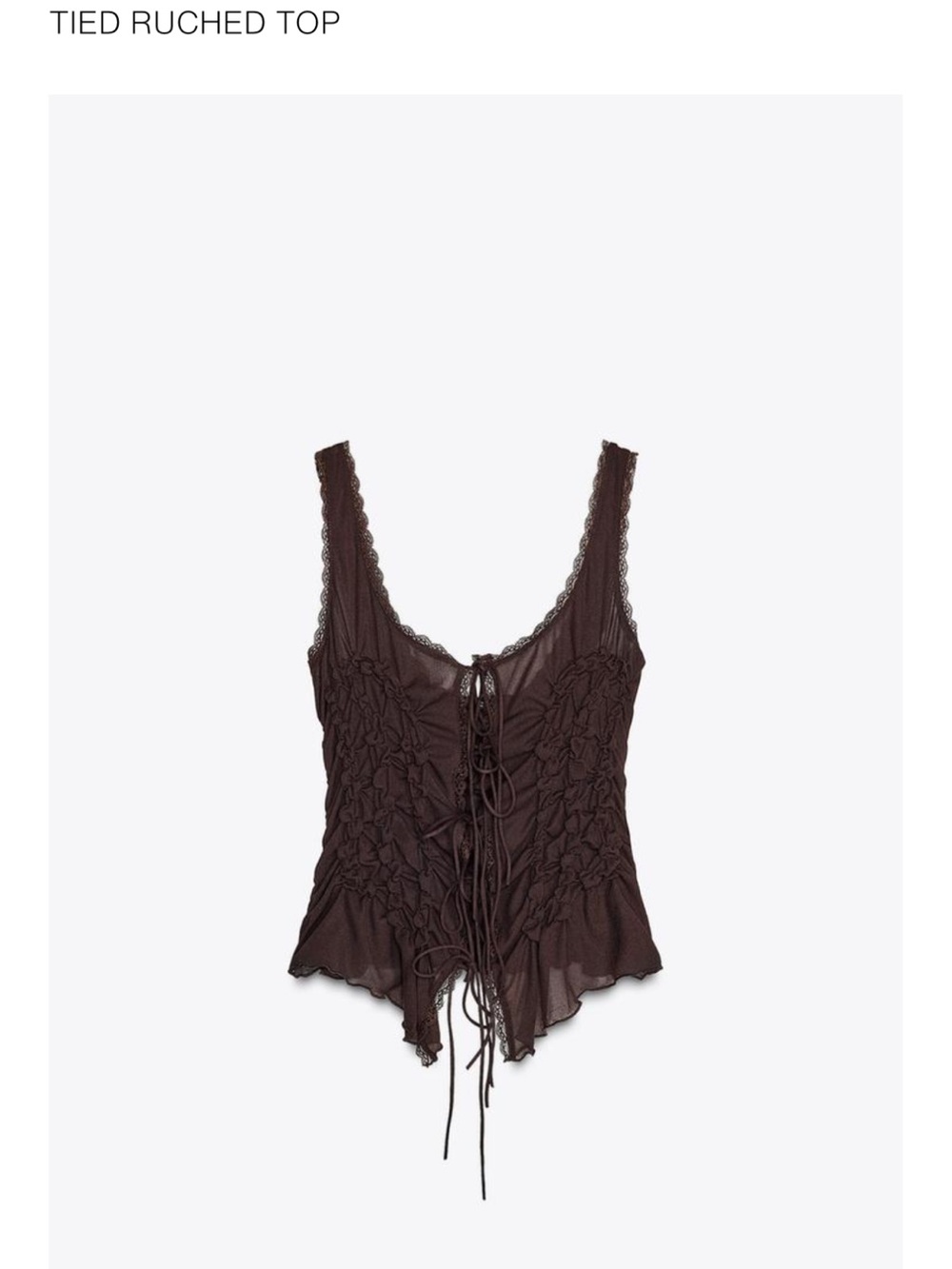 Zara Brown Tied Ruched Tank Top